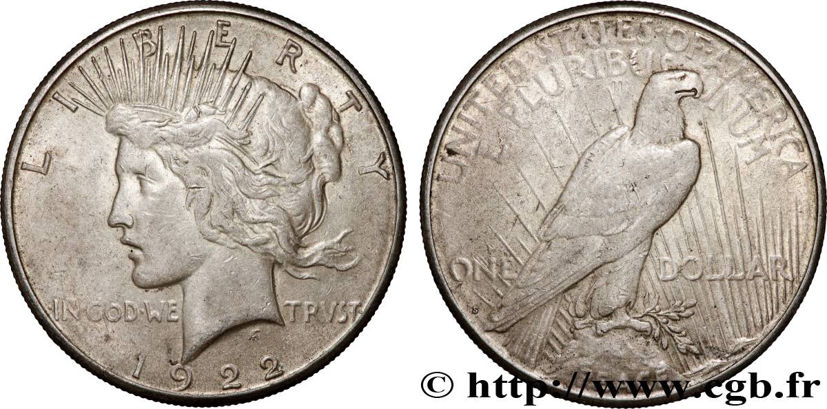 UNITED STATES OF AMERICA 1 Dollar Peace 1922 San Francisco XF 