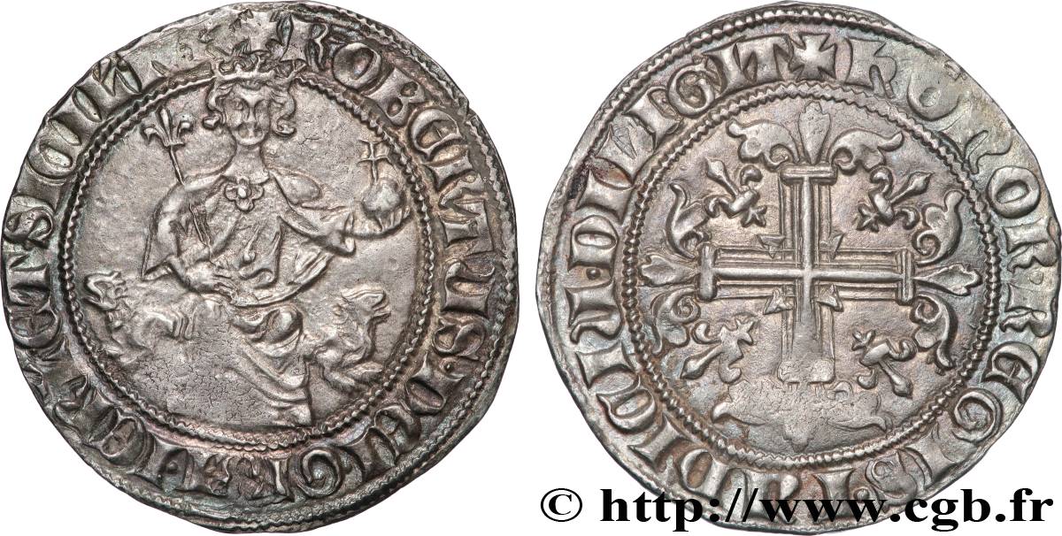 ITALIE - ROYAUME DE NAPLES - ROBERT D ANJOU Gigliato (Gillat) ou Carlin d argent n.d. Naples EBC 