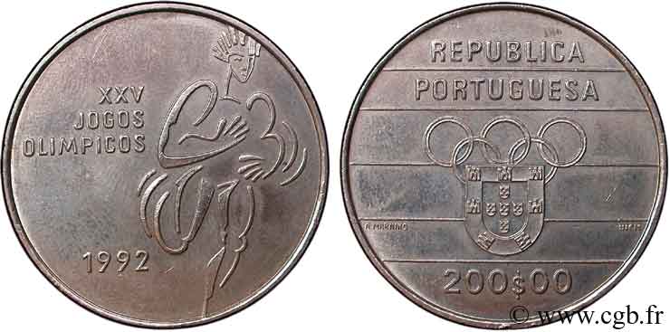 PORTUGAL 200 Escudos 25e Jeux Olympiques 1992  EBC 