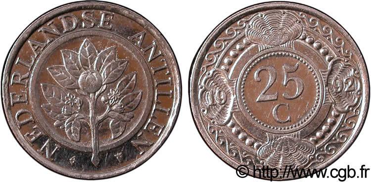 ANTILLE OLANDESI 25 Cents  1992 Utrecht BB 