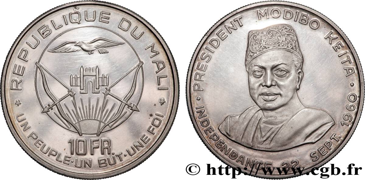MALI 10 Francs Proof commémoration de l’indépendance 1960 Paris MS 