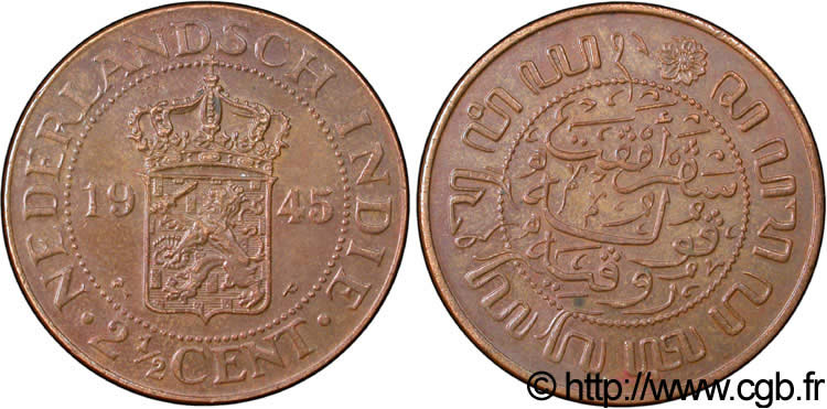 INDIE OLANDESI 2 1/2 Cents 1945 Philadelphie - P BB 