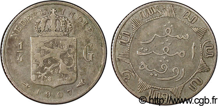 INDIAS NEERLANDESAS 1/4 Gulden 1907 Utrecht BC 