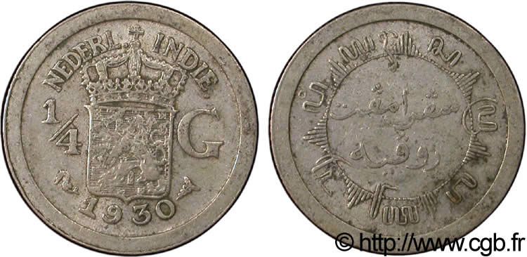 NIEDERLÄNDISCH-INDIEN 1/4 Gulden 1930 Utrecht S 