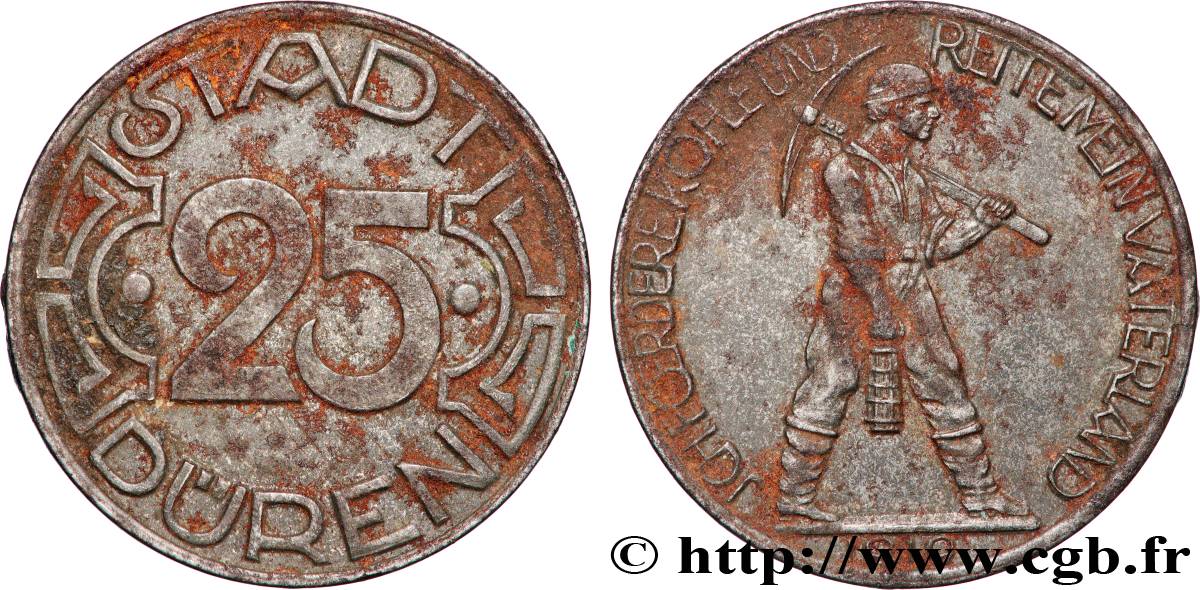 ALLEMAGNE - Notgeld 25 Pfennig Düren 1919  TTB 