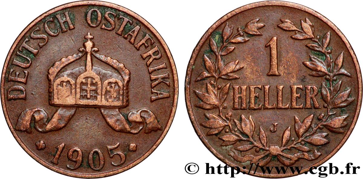 AFRIQUE ORIENTALE ALLEMANDE 1 Heller Deutch Ostafrika 1905 Hambourg TB+ 