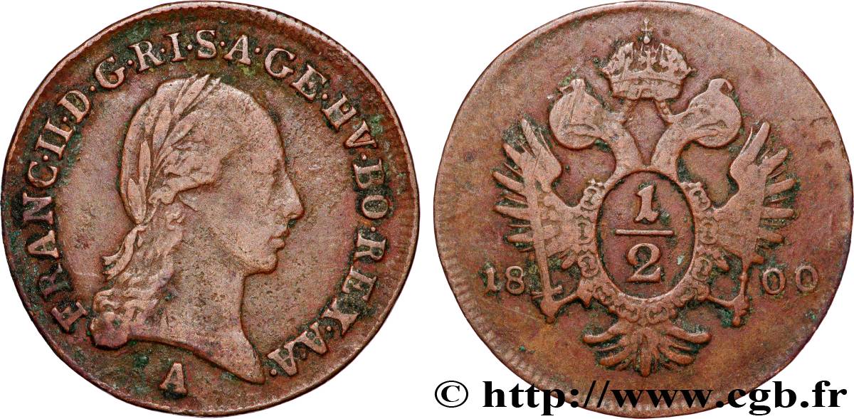 AUSTRIA 1/2 Kreuzer François II 1800 Vienne VF 