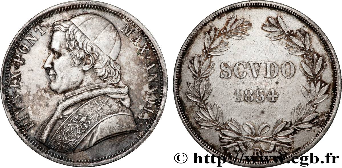 ITALIEN - KIRCHENSTAAT - PIE IX. Giovanni Maria Mastai Ferretti) Scudo Pie IX an IX 1854 Rome fVZ 