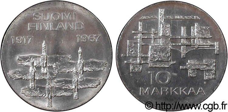 FINLAND 10 Markkaa 1967  MS 