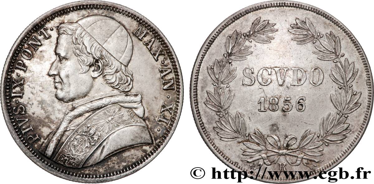ITALIE - ÉTATS DU PAPE - PIE IX (Jean-Marie Mastai Ferretti) 1 Scudo an XI 1856 Rome TTB+ 