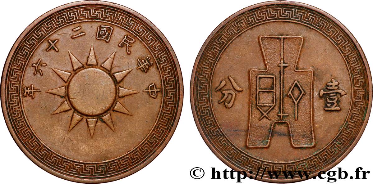 CHINA 1 Fen an 25 1936  AU 