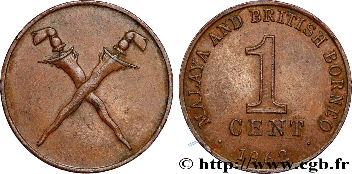 MALAISIE et BORNEO BRITANNIQUE 1 Cent  1962  SUP 