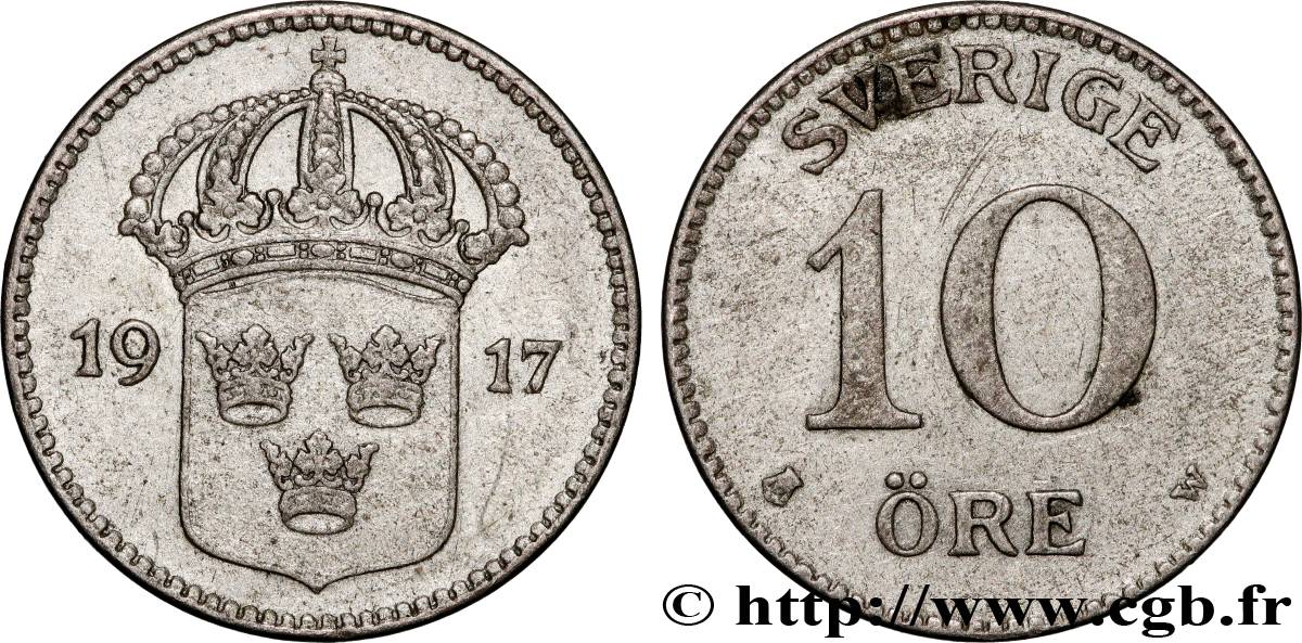 SUÈDE 10 Ore 1917  TTB+ 