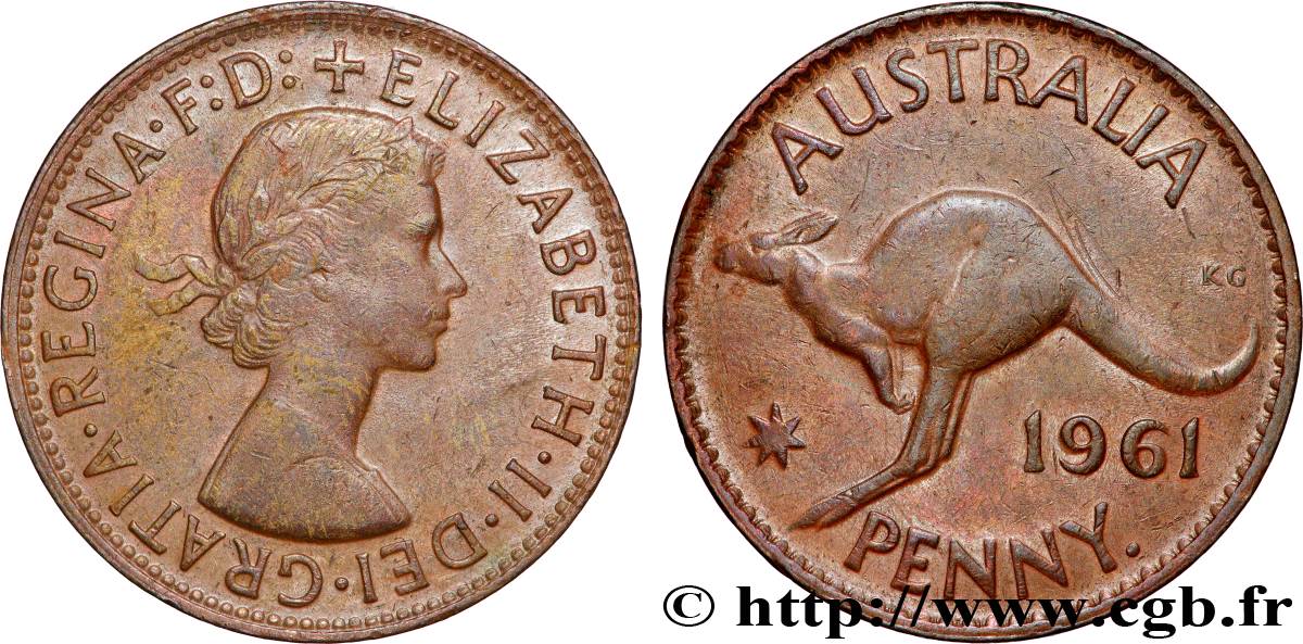 AUSTRALIA 1 Penny Élisabeth II 1961 Perth AU 