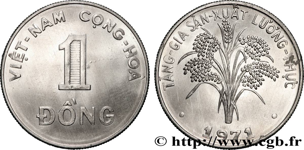 VIET NAM SUD 1 Dong “Viêt-Nam Cong Hòa” (République du Viet Nam) / épis de riz 1971 Karlsruhe SUP 