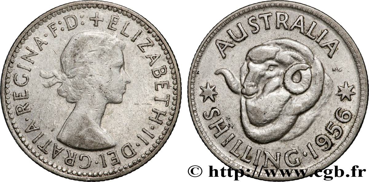 AUSTRALIA 1 Shilling Elisabeth II 1956 Melbourne BB 