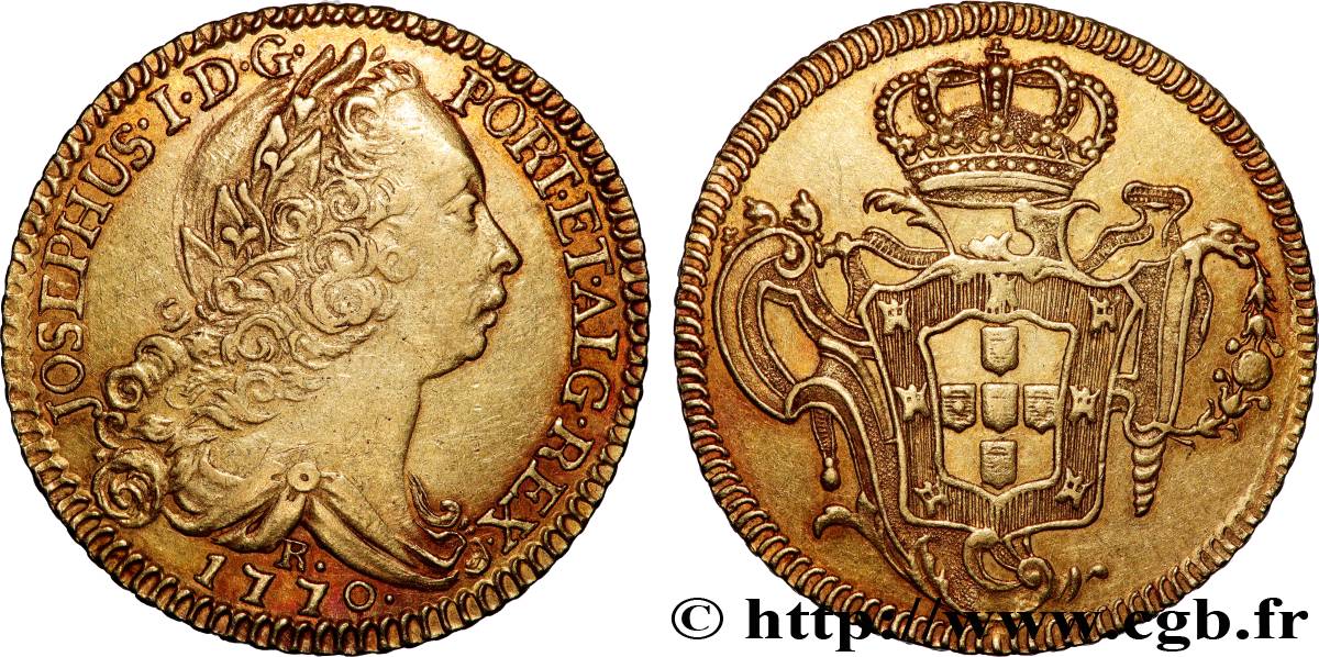 BRÉSIL - JOSEPH Ier Peça de 6400 Reis 1770 Rio de Janeiro fVZ 