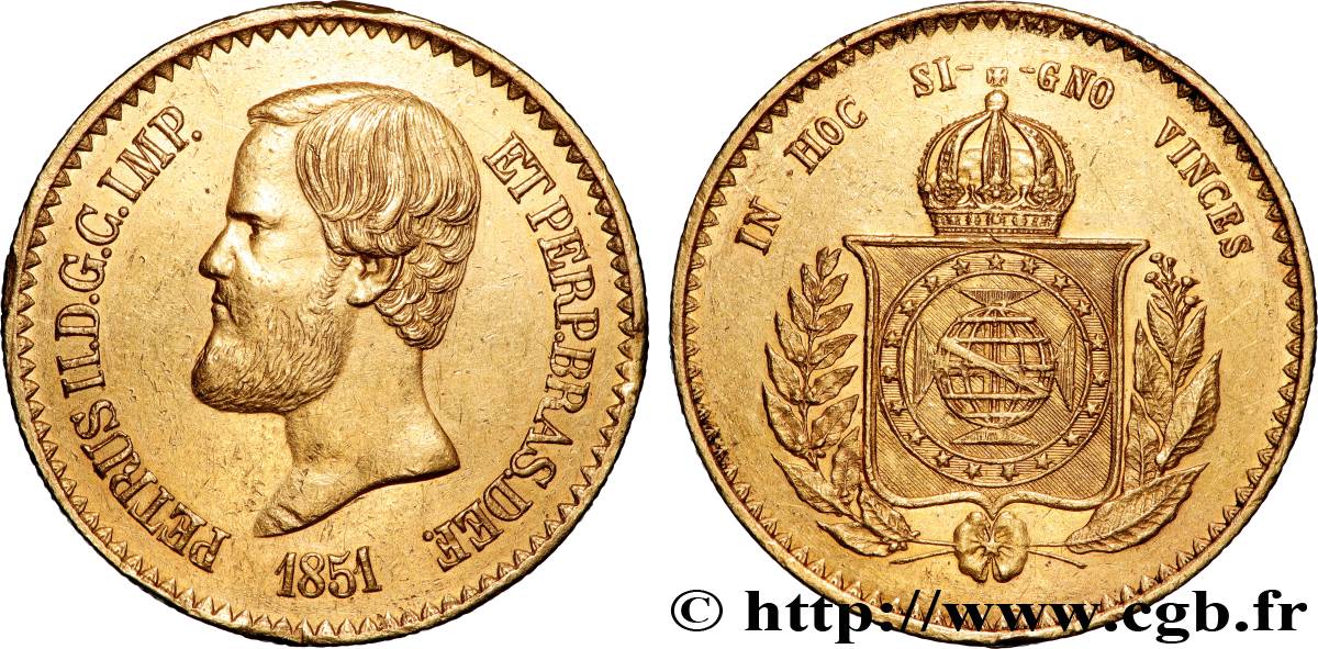 BRÉSIL - EMPIRE DU BRÉSIL - PIERRE II 20000 Reis  1851 Rio de Janeiro TTB+ 