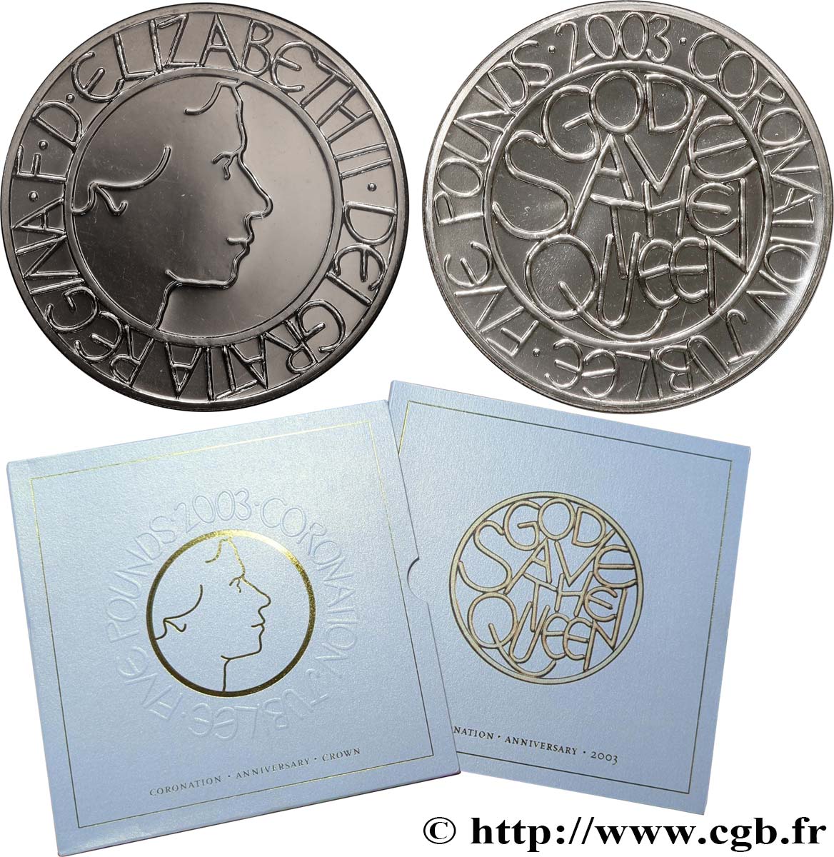 UNITED KINGDOM 5 Pounds (5 Livres) Jubilé du couronnement de la reine 2003 British Royal Mint MS 