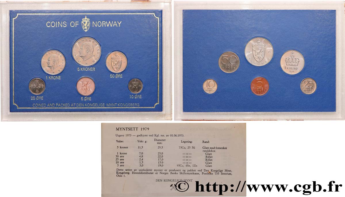 NORVÈGE Série FDC 6 monnaies 1979  FDC 