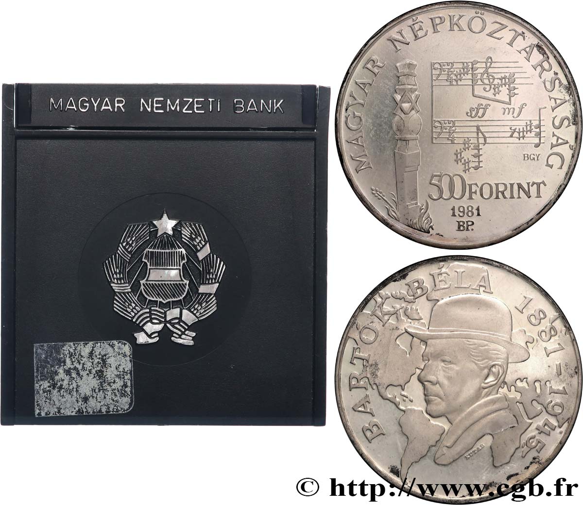 HUNGARY 500 Forint Proof Centenaire de la naissance de Béla Bartók 1981 Budapest MS 