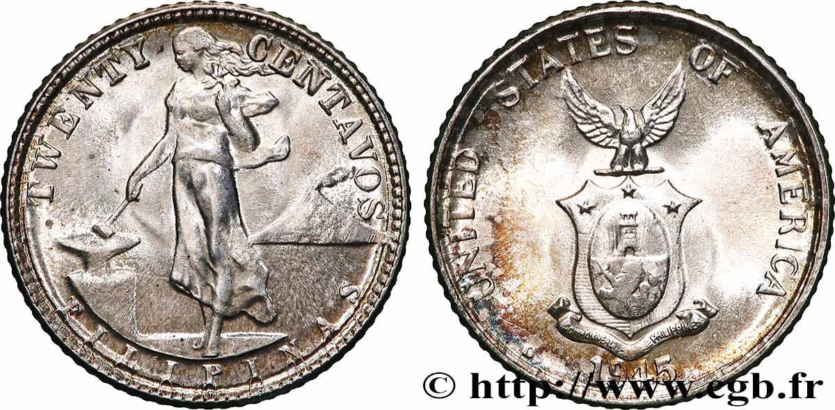 FILIPPINE 20 Centavos - Administration Américaine 1945 Denver MS 