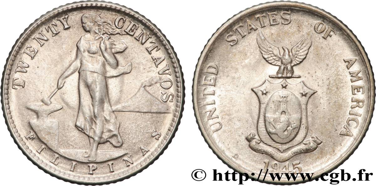 PHILIPPINES 20 Centavos - Administration Américaine 1945 Denver SPL 