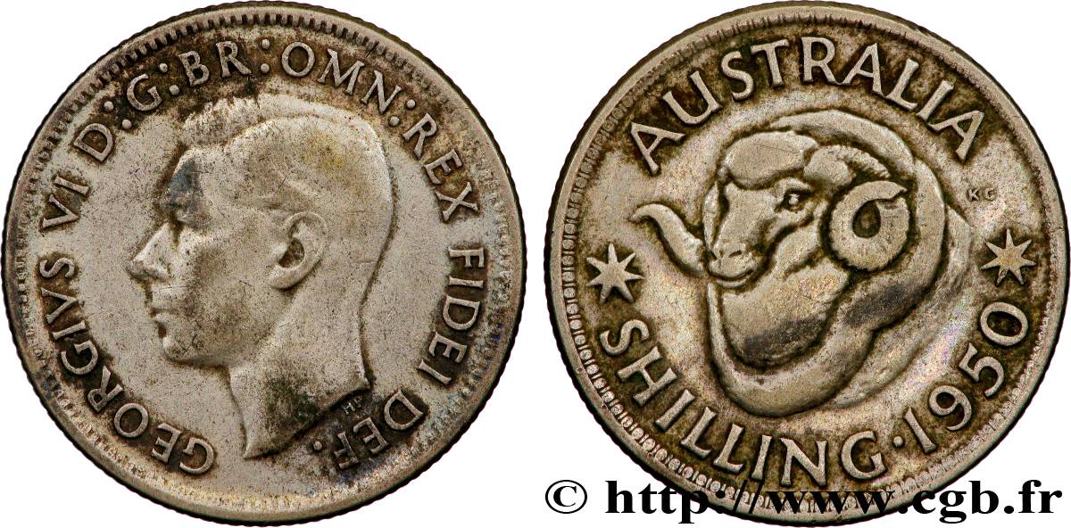 AUSTRALIA 1 Shilling Georges VI  1950 Melbourne VF 