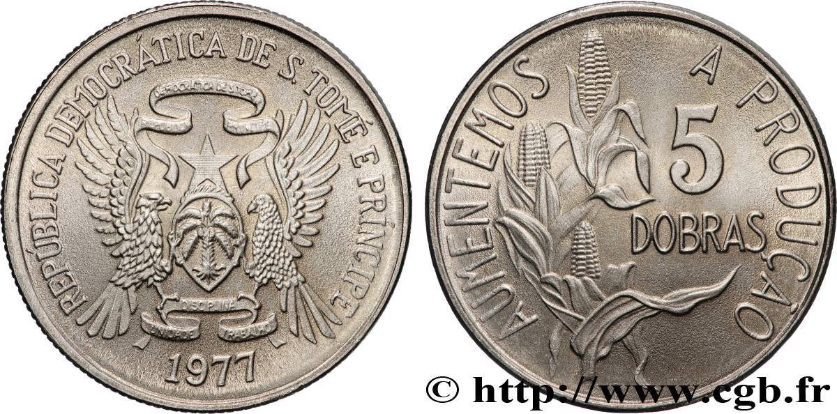 SAINT THOMAS et PRINCE 5 Dobras armes 1977 Karlsruhe SPL 