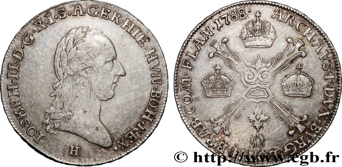 PAYS-BAS AUTRICHIENS - DUCHÉ DE BRABANT - JOSEPH II 1/4 Kronenthaler  1788 Günzburg q.SPL 