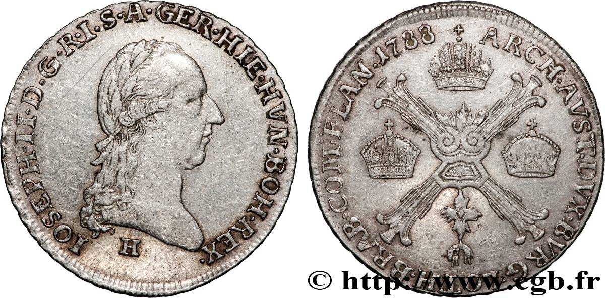 PAYS-BAS AUTRICHIENS - DUCHÉ DE BRABANT - JOSEPH II 1/4 Kronenthaler  1788 Günzburg MBC+ 