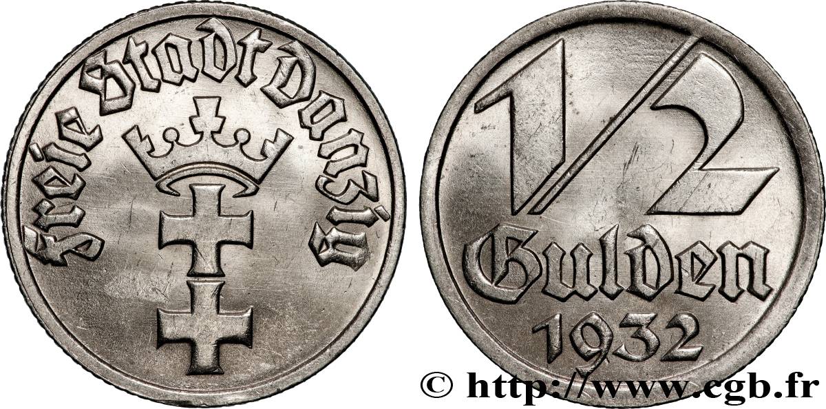 DANTZIG - VILLE LIBRE DE DANTZIG 1/2 Gulden 1932  SUP 