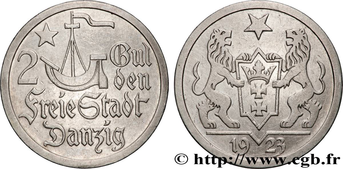 DANTZIG - VILLE LIBRE DE DANTZIG 2 Gulden 1923  TTB 