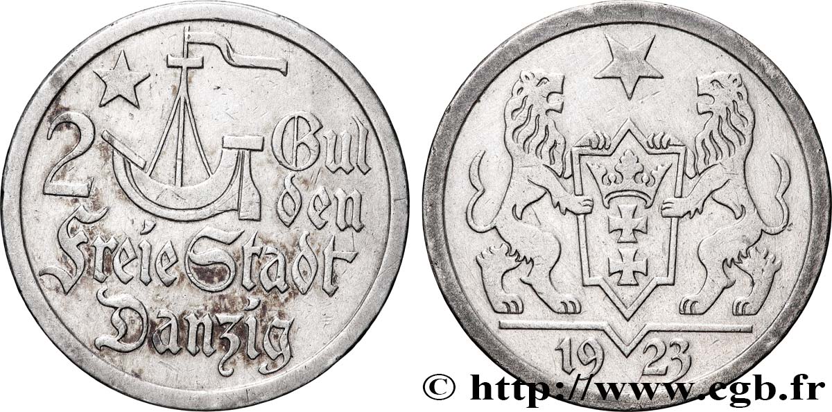 DANTZIG - VILLE LIBRE DE DANTZIG 2 Gulden 1923  TTB 