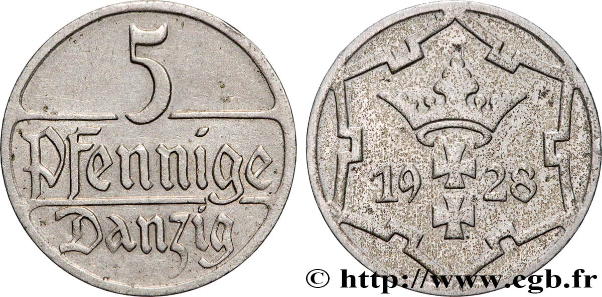 DANZIG (FREIE STADT) 5 Pfennig 1928  SS 
