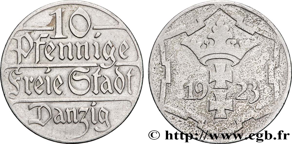 DANZIG (Free City of) 10 Pfennig 1923  XF 