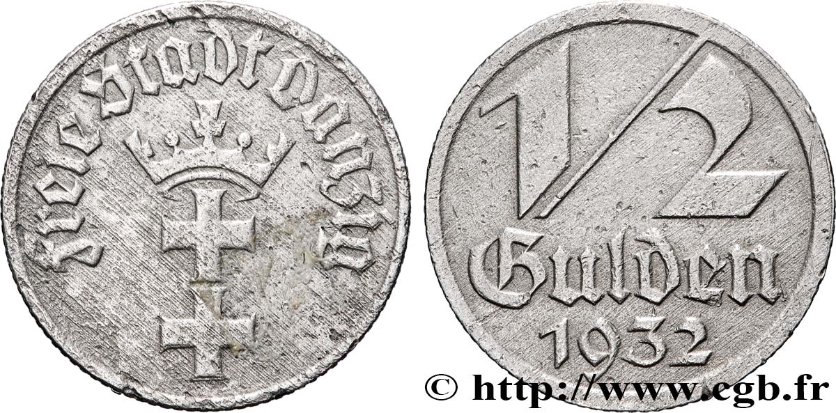 DANTZIG - VILLE LIBRE DE DANTZIG 1/2 Gulden 1932  TB+ 