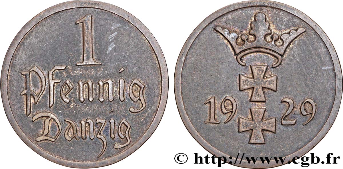 DANZIG (Free City of) 1 Pfennig 1929 Berlin XF 