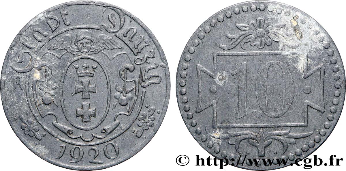 DANTZIG - VILLE LIBRE DE DANTZIG 10 Pfennig 1920  TTB 