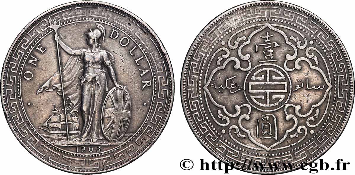 UNITED KINGDOM 1 Dollar Britannia 1903 Bombay XF 