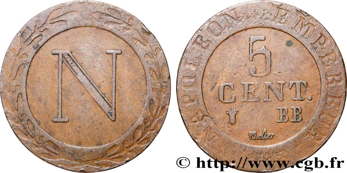 ALLEMAGNE - ROYAUME DE WESTPHALIE - JÉRÔME NAPOLÉON 5 Centimes 1808 Strasbourg TB+ 