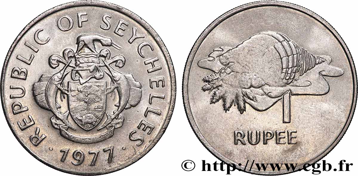 SEYCHELLEN 1 Rupee (Roupie) 1977 Heaton VZ 