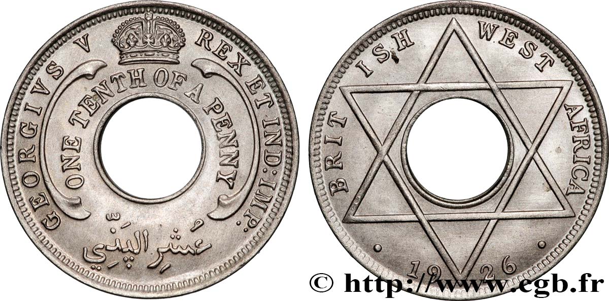 BRITISH WEST AFRICA 1/10 Penny Georges V 1926 Londres MS 