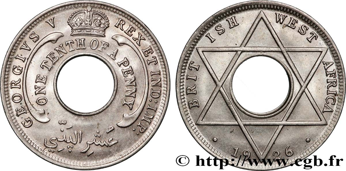 AFRIQUE OCCIDENTALE BRITANNIQUE 1/10 Penny Georges V 1926 Londres SPL 