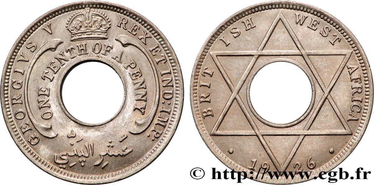 BRITISH WEST AFRICA 1/10 Penny Georges V 1926 Londres MS 