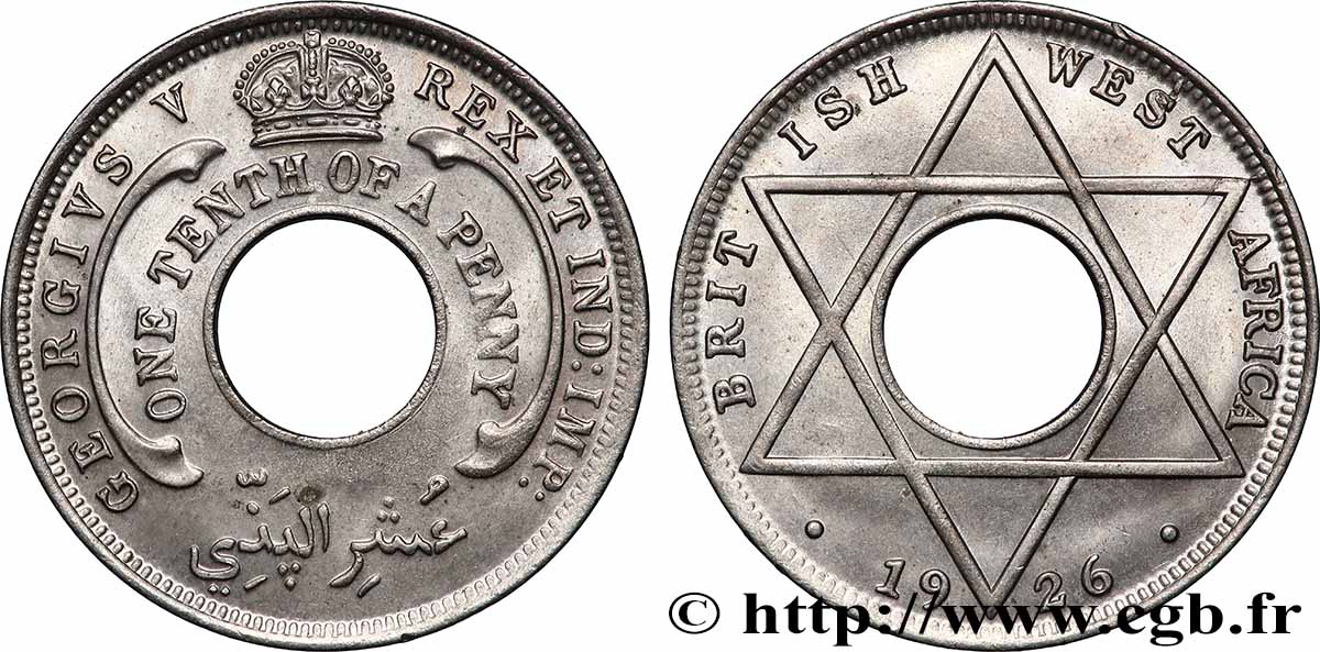 BRITISH WEST AFRICA 1/10 Penny Georges V 1926 Londres MS 