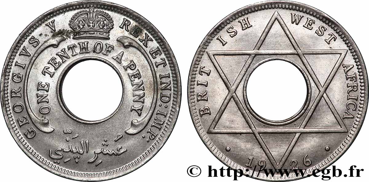 BRITISH WEST AFRICA 1/10 Penny Georges V 1926 Londres MS 