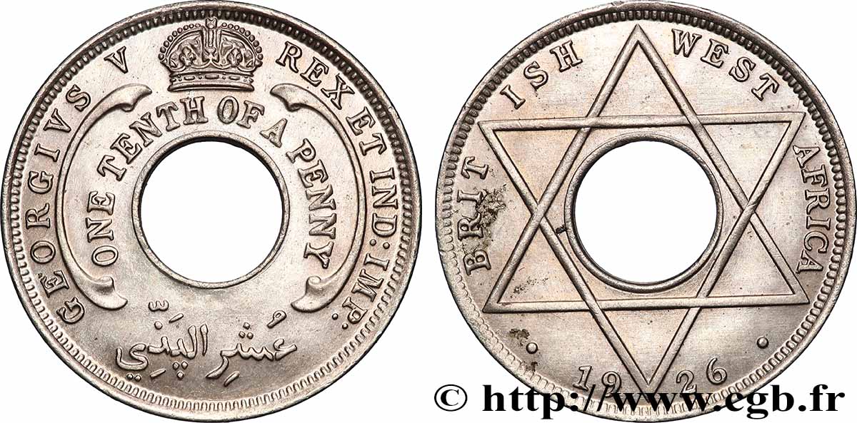 AFRIQUE OCCIDENTALE BRITANNIQUE 1/10 Penny Georges V 1926 Londres SPL 
