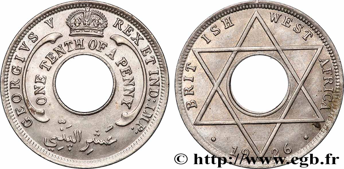 BRITISCH-WESTAFRIKA 1/10 Penny Georges V 1926 Londres fST 