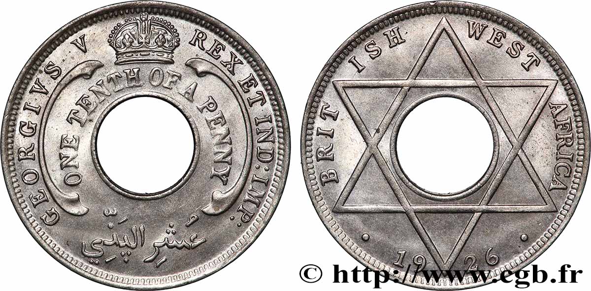 BRITISH WEST AFRICA 1/10 Penny Georges V 1926 Londres MS 